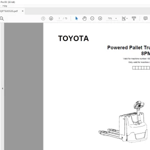 Toyota Forklift 8PM20 Powered Pallet Truck Parts Manual 6053221 - PDF DOWNLOAD