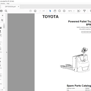 Toyota Forklift 8PM25 Powered Pallet Truck Parts Catalogue Manual 6053221 - PDF DOWNLOAD