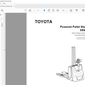 Toyota Forklift 8SM08F Powered Pallet Stacker Parts Catalogue Manual 6065409 - PDF DOWNLOAD
