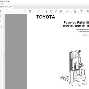 Toyota Forklift 8SM10 8SM12 8SM14 Powered Pallet Stacker Parts Catalogue Manual 6061850 - PDF DOWNLOAD