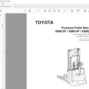 Toyota Forklift 8SM12F 8SM14F 8SM20D Powered Pallet Stacker Parts Catalogue Manual 6065409 - PDF DOWNLOAD