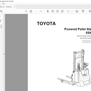 Toyota Forklift 8SM12S Powered Pallet Stacker Parts Catalogue Manual 6065409 - PDF DOWNLOAD