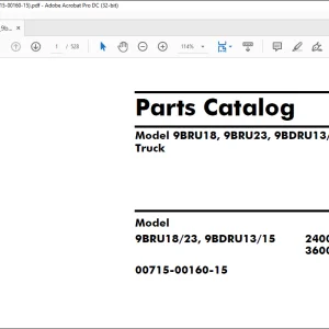 Toyota Forklift 9BRU18 9BRU23 9BDRU13 9BDRU15 Reach Truck Parts Catalog Manual - PDF DOWNLOAD