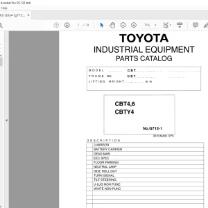 Toyota Forklift CBT4,6 INDUSTRIAL EQUIPMENT PARTS CATALOG MANUAL G712-1 - PDF DOWNLOAD