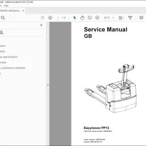 Toyota Forklift Easymover PP13 Service Manual 555494AA - PDF DOWNLOAD