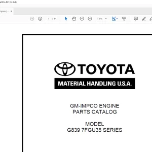Toyota Forklift G839 7FGU35 Series Engine Parts Catalog Manual - PDF DOWNLOAD