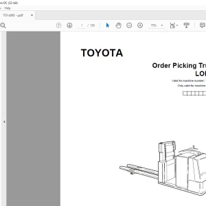 Toyota Forklift LOP10 Order Picking Truck Parts Catalogue Manual 701490 - PDF DOWNLOAD