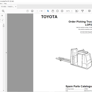 Toyota Forklift LOP20 Order Picking Truck Parts Catalogue Manual 701490 - PDF DOWNLOAD