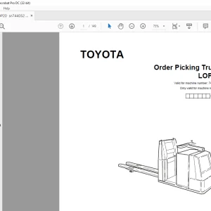 Toyota Forklift LOP20 Order Picking Truck Parts Catalogue Manual 744052 - PDF DOWNLOAD
