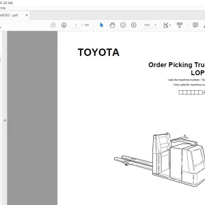 Toyota Forklift LOP20 Order Picking Truck Parts Catalogue Manual 744052 - PDF DOWNLOAD