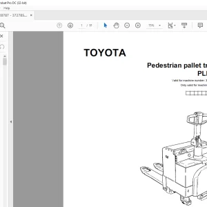 Toyota Forklift PLL 22 Pedestrian pallet truck Parts Catalogue Manual 328787AT - PDF DOWNLOAD