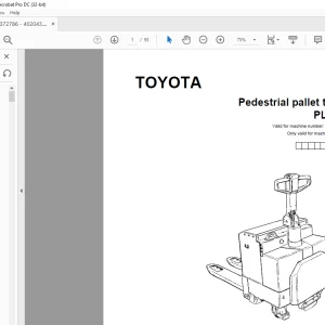 Toyota Forklift PLL 22 Pedestrian pallet truck Parts Catalogue Manual 372786 AT - PDF DOWNLOAD