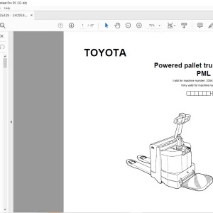 Toyota Forklift PML 20 Powered pallet truck Parts Catalogue Manual 335439AT - PDF DOWNLOAD