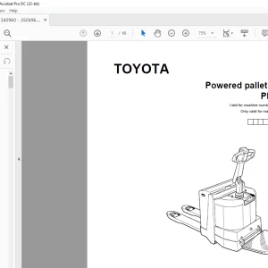 Toyota Forklift PML 20 Powered pallet truck Parts Catalogue Manual 340960AT - PDF DOWNLOAD