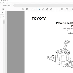 Toyota Forklift PML 20 Powered pallet truck Parts Catalogue Manual 350497AT - PDF DOWNLOAD