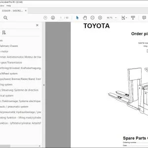 Toyota Forklift PMO 15 Order picker truck Parts Catalogue Manual 335439AT - PDF DOWNLOAD