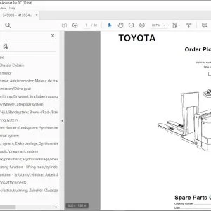 Toyota Forklift PMO 15 Order picker truck Parts Catalogue Manual 345093AT - PDF DOWNLOAD