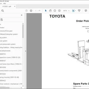 Toyota Forklift PMO 15 Order picker truck Parts Catalogue Manual 413535AT - PDF DOWNLOAD