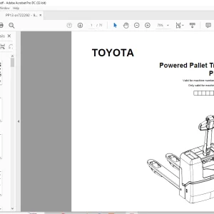 Toyota Forklift PP 13 Powered Pallet Truck Parts Catalog Manual 722292 - PDF DOWNLOAD