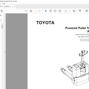 Toyota Forklift PP13 Powered Pallet Truck Parts Catalog Manual 939413 - PDF DOWNLOAD