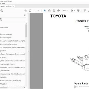 Toyota Forklift PP13 Powered Pallet Truck Parts Catalogue Manual 914369 - PDF DOWNLOAD