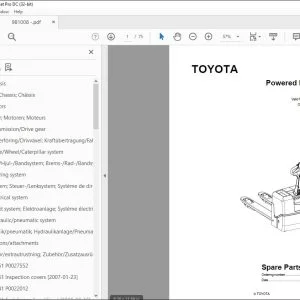 Toyota Forklift PP13 Powered Pallet Truck Parts Catalogue Manual 981008 - PDF DOWNLOAD
