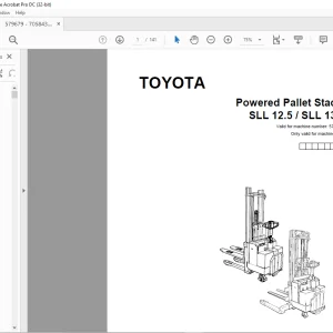 Toyota Forklift SLL 12.5 SLL 13.5S Powered Pallet Stacker Parts Catalogue Manual 579679 AT - PDF DOWNLOAD