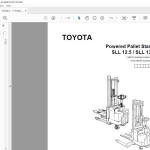 Toyota Forklift SLL 12.5 SLL 13.5S Powered Pallet Stacker Parts Catalogue Manual 705844 - PDF DOWNLOAD