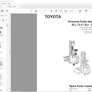 Toyota Forklift SLL 12.5 SLL 13.5S Powered Pallet Stacker Parts Catalogue Manual 715567 - PDF DOWNLOAD