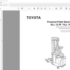 Toyota Forklift SLL 12.5F SLL 16F Powered Pallet Stacker Parts Catalogue Manual 413816 AT - PDF DOWNLOAD