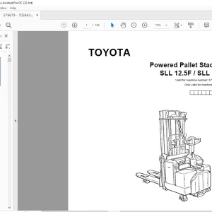 Toyota Forklift SLL 12.5F SLL 16F Powered Pallet Stacker Parts Catalogue Manual 579679 AT - PDF DOWNLOAD