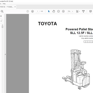 Toyota Forklift SLL 12.5F SLL 16F Powered Pallet Stacker Parts Catalogue Manual 709318 - PDF DOWNLOAD