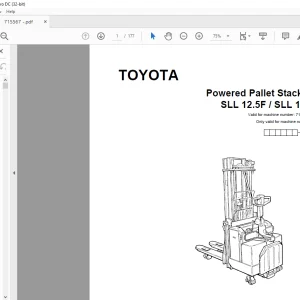 Toyota Forklift SLL 12.5F SLL 16F Powered Pallet Stacker Parts Catalogue Manual 715567 - PDF DOWNLOAD