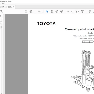 Toyota Forklift SLL 16 Powered Pallet Stacker Parts Catalogue Manual 332667AT-354259AT - PDF DOWNLOAD