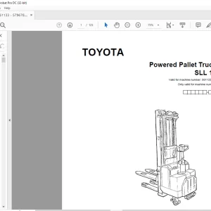 Toyota Forklift SLL 16 Powered Pallet Stacker Parts Catalogue Manual 561133 AT - PDF DOWNLOAD