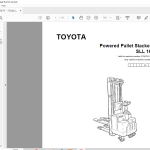 Toyota Forklift SLL 16 Powered Pallet Stacker Parts Catalogue Manual 579679 AT - PDF DOWNLOAD