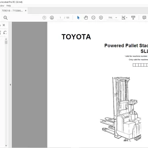 Toyota Forklift SLL 16 Powered Pallet Stacker Parts Catalogue Manual 709318 - PDF DOWNLOAD