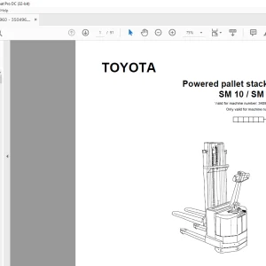 Toyota Forklift SM 10 SM 12 Powered pallet stacker Parts Catalogue Manual 340960AT - PDF DOWNLOAD