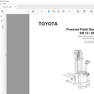 Toyota Forklift SM 10 SM 12 Powered pallet stacker Parts Catalogue Manual 412520AT - PDF DOWNLOAD