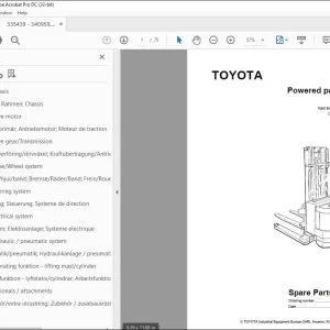 Toyota Forklift SM 12 S Powered Pallet Stacker Parts Catalogue Manual 335439AT - PDF DOWNLOAD