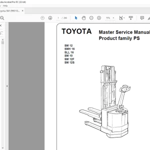 Toyota Forklift SM 12 SMH 16 SLL 16 SM 10 SM 12F SM 12S Master Service Manual 168568-040 - PDF DOWNLOAD