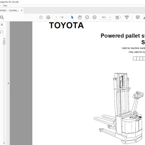 Toyota Forklift SM 12F Powered Pallet Stacker Parts Catalogue Manual 340960AT - PDF DOWNLOAD
