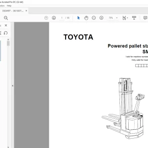 Toyota Forklift SM 12F Powered Pallet Stacker Parts Catalogue Manual 350497AT - PDF DOWNLOAD