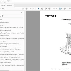 Toyota Forklift SM 12S Powered Pallet Stacker Parts Catalogue Manual 340960AT - PDF DOWNLOAD