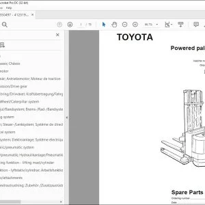 Toyota Forklift SM 12S Powered Pallet Stacker Parts Catalogue Manual 350497AT - PDF DOWNLOAD