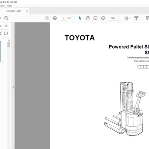 Toyota Forklift SM 12S Powered Pallet Stacker Parts Catalogue Manual 412520AT - PDF DOWNLOAD