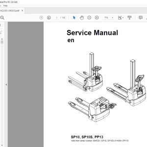 Toyota Forklift SP10 SP10S PP13 Service Manual SN 904526- (SP10, SP10S) 914369- (PP13) - PDF DOWNLOAD