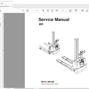 Toyota Forklift SP10 SP10S Service Manual SN 904526 - PDF DOWNLOAD