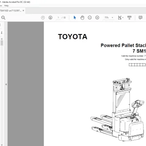 Toyota Pallet Stacker 7 SM16D Spare Parts Catalogue Manual 715397 - PDF DOWNLOAD