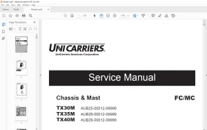 UNICARRIERS TX30M, TX35M, TX40M Chassis & Mast Service Manual 997SE-11000 PDF DOWNLOAD
